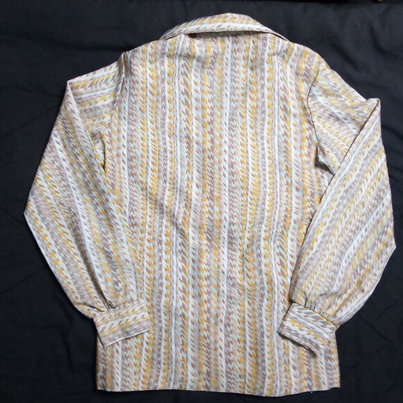 Vintage 70s Lady Arrow Stripes Pattern Polyester Disco Shirt - Picture 4 of 5